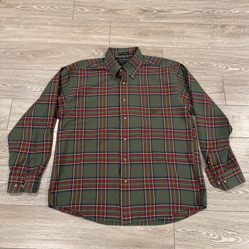 90s Preppy Alexander Julian Colours Mens Long Sleeve Button Up Classic Americana
